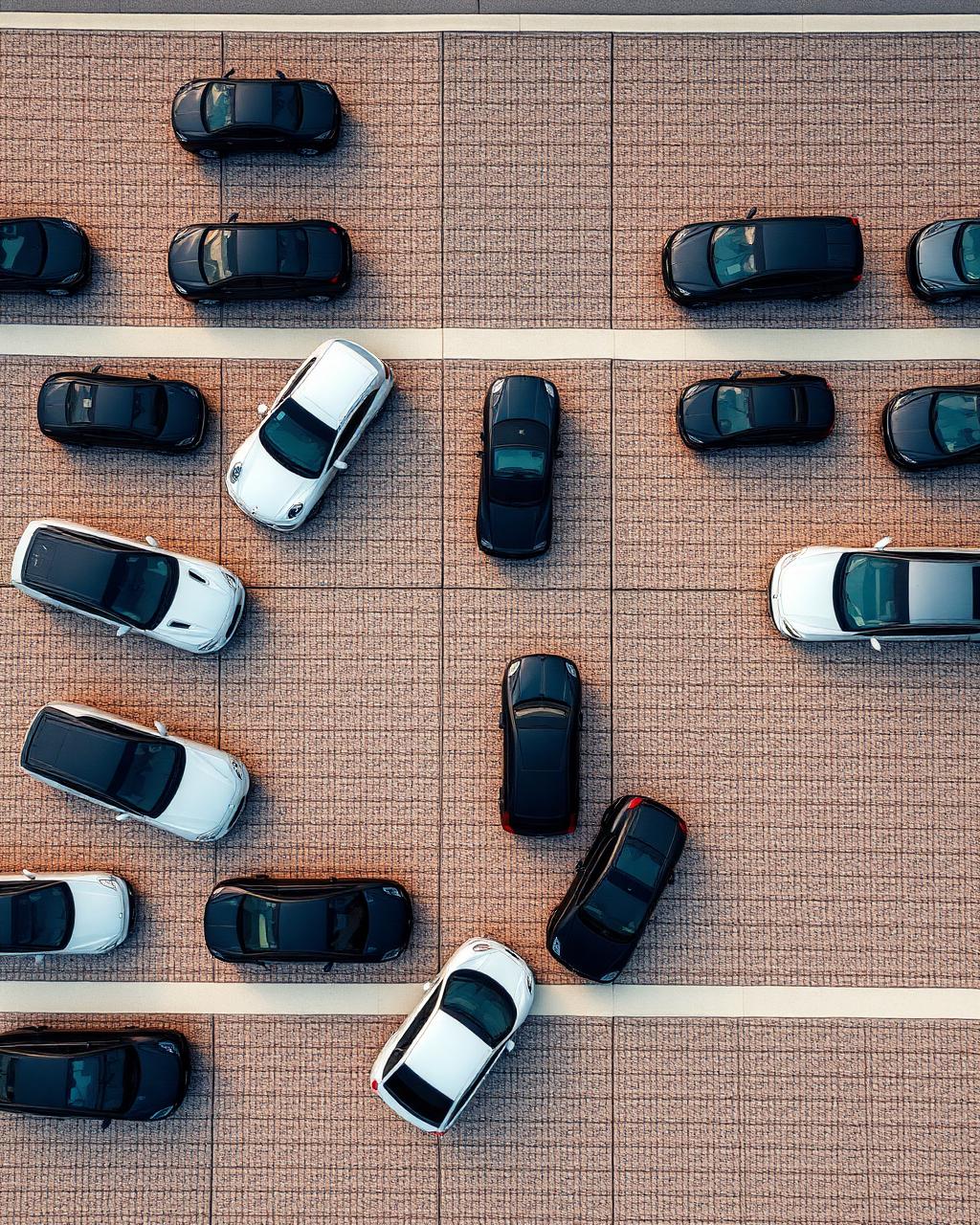 Top-down cars in geometric pattern